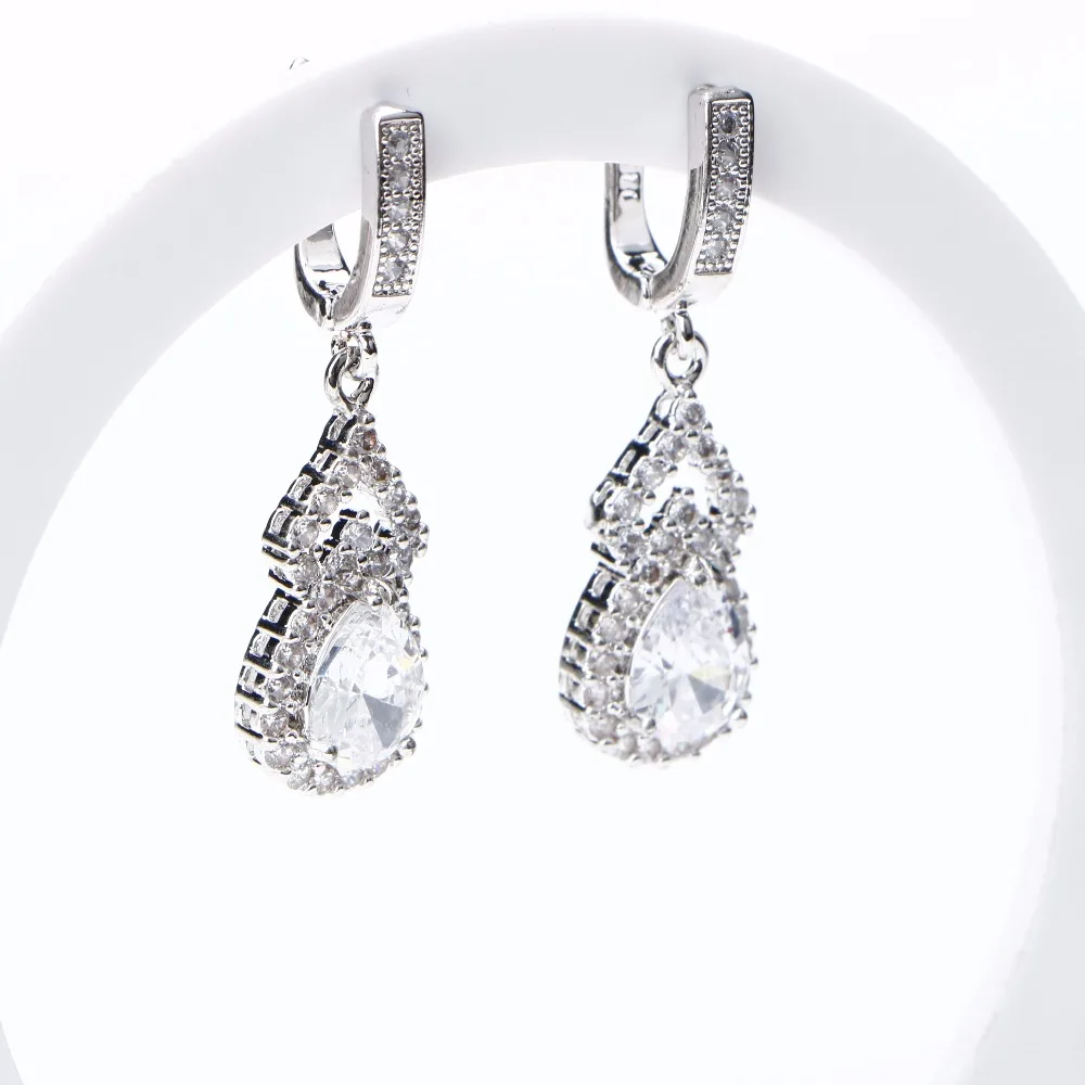 925 Sterling Silver Wedding Jewelry Sets For Women Bridal Stones CZ Earrings Bracelet Rings Necklace Set Gifts Box | Украшения и