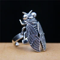 personality silver plated brood x rings vintage adjustable finger ring cicada rings for men women retro jewelry party rings gift