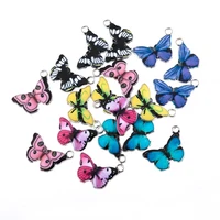 10pcs butterfly pendants colourful enamel butterfly charm small animal findings diy jewellery making supplies