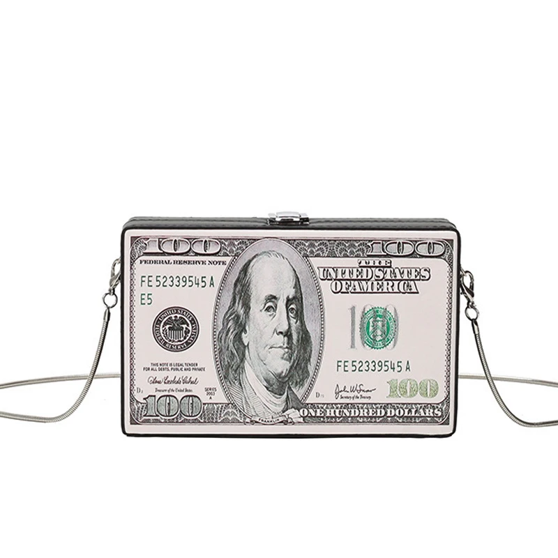 Модный дизайнерский Дамский клатч из искусственной кожи с долларовым узором