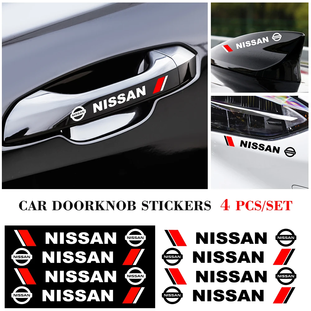 4 шт., светоотражающие наклейки на дверную ручку автомобиля Nissan Tiida Teana Skyline Juke X-trail Almera Qashqai
