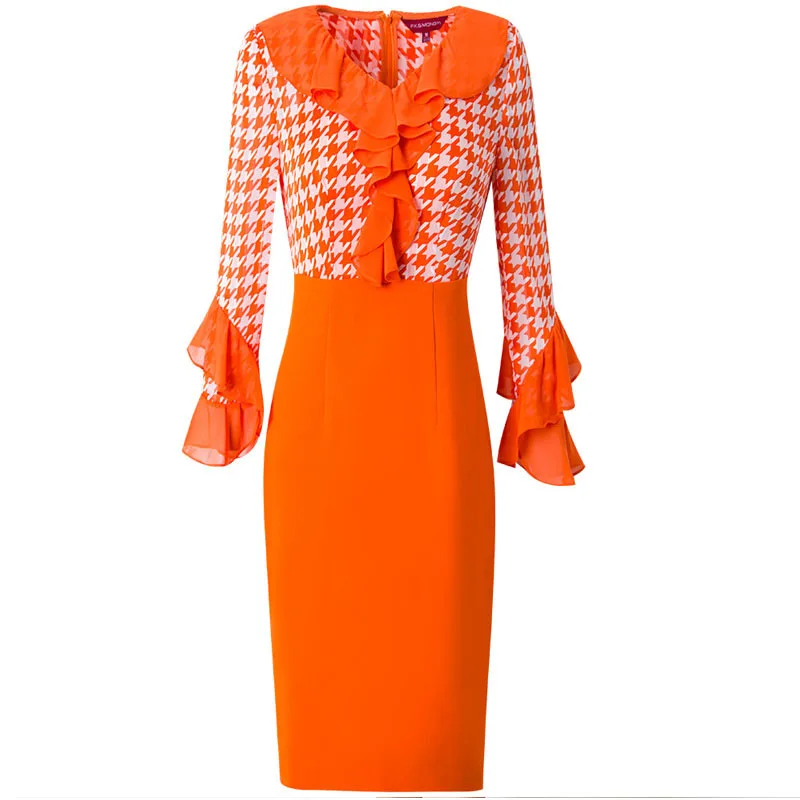 Женское платье с v-образным вырезом летнее деловое в стиле пэчворк вечерние