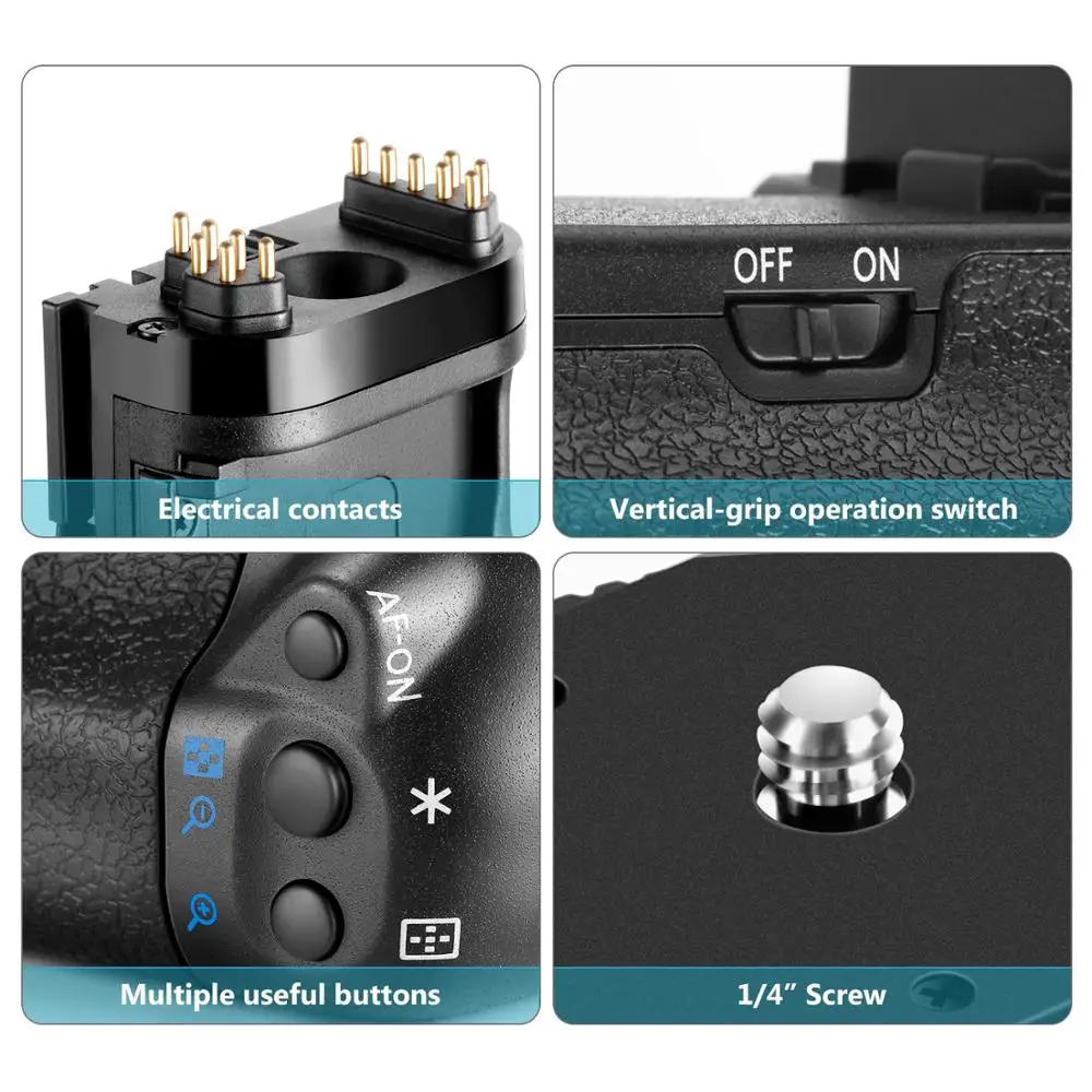 Neewer Батарейный держатель работает с LP-E6 батареей или 6 батареек AA для камеры Canon EOS