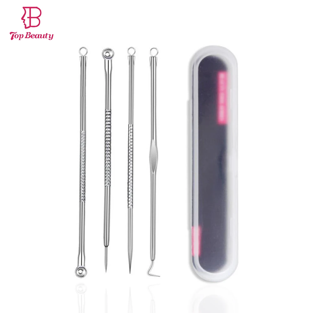 

4PCS Blackhead Comedone Acne Pimple Remover Tool Spoon for Face Skin Care Tool Needles Facial Pore Cleaner Extractor Beauty Tool