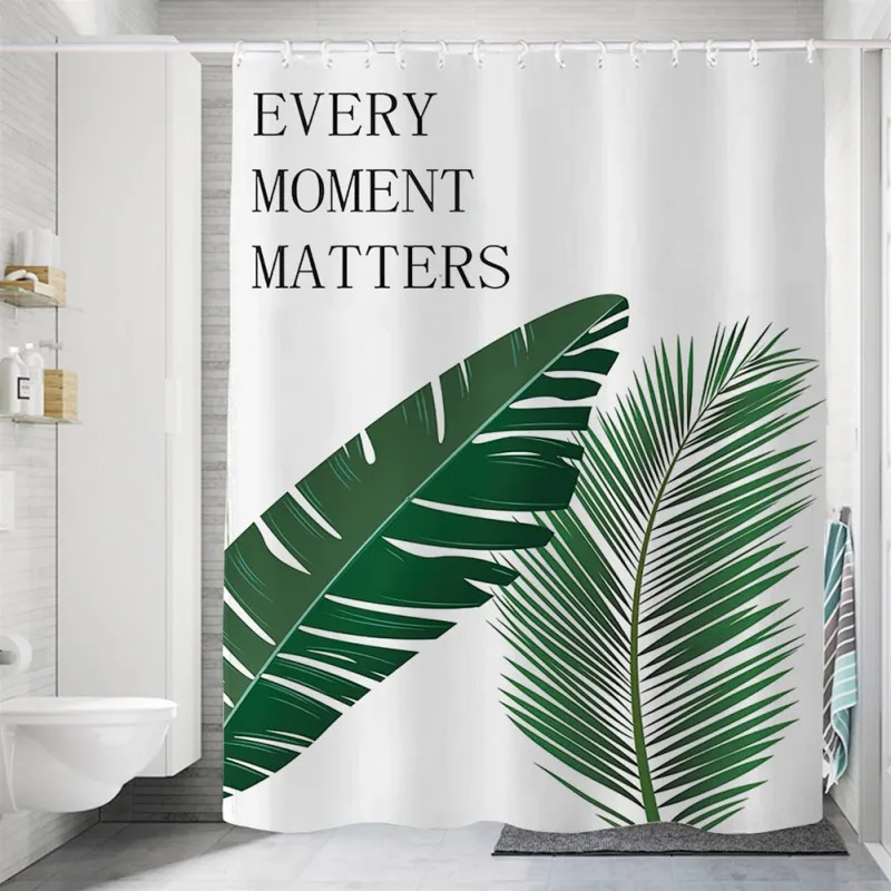 

Small Fresh Waterproof Bathroom Curtain Green Plant Printing Digital Free Punch Printing Shower Curtain Home Decor 180x180cm