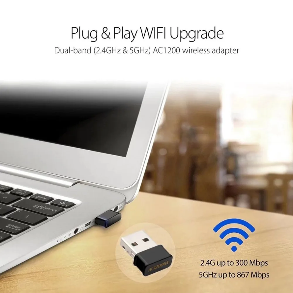 Мини USB Wi-Fi адаптер 802.11AC Dongle сетевая карта 1200 Мбит/с 2 4G и 5G двухдиапазонный