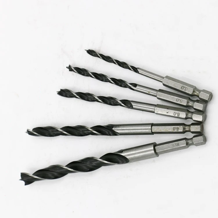 

5pcs wood drill bit set 4mm 5mm 6mm 8mm 10mm quick change hexagon handle high carbon steel woodworking drill bit reamer