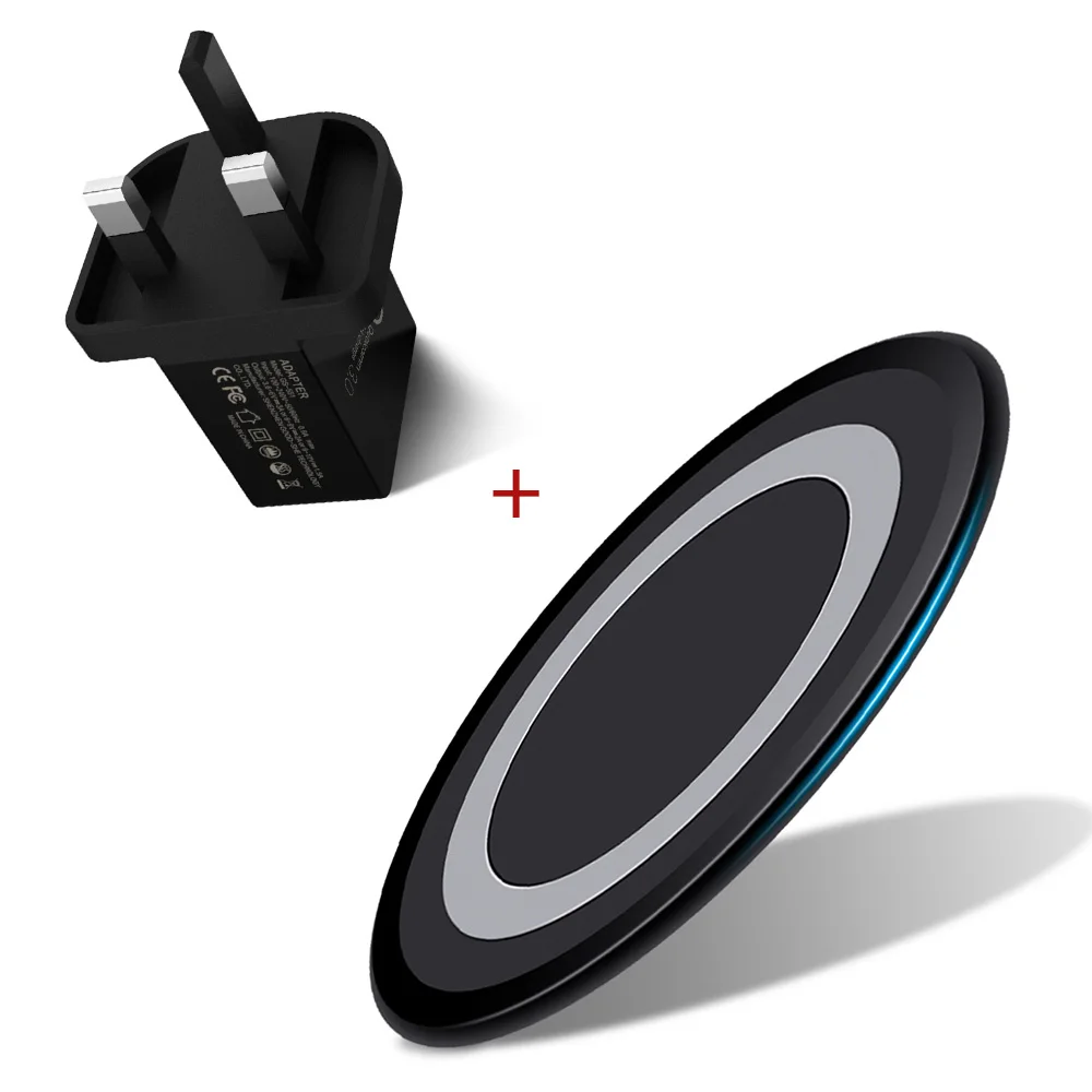 Black UK Plug Ascromy беспроводное Qi ультратонкое зарядное устройство 10 Вт для samsung Galaxy S10 S9 S8 Plus s10e s10+ s7 Быстрая зарядка cargador inalambrico - Тип штекера: Black UK Plug