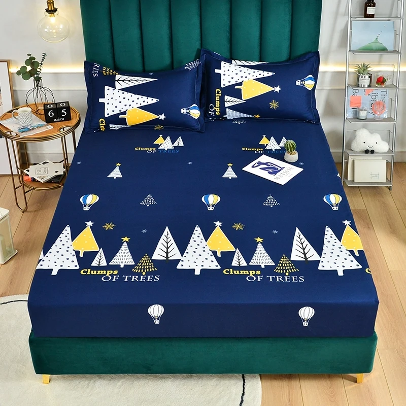 

1pc 100%Polyester Printed Fitted Sheet Mattress set Cover Four Corners With Elastic Band Bed Sheet(no pillowcases)