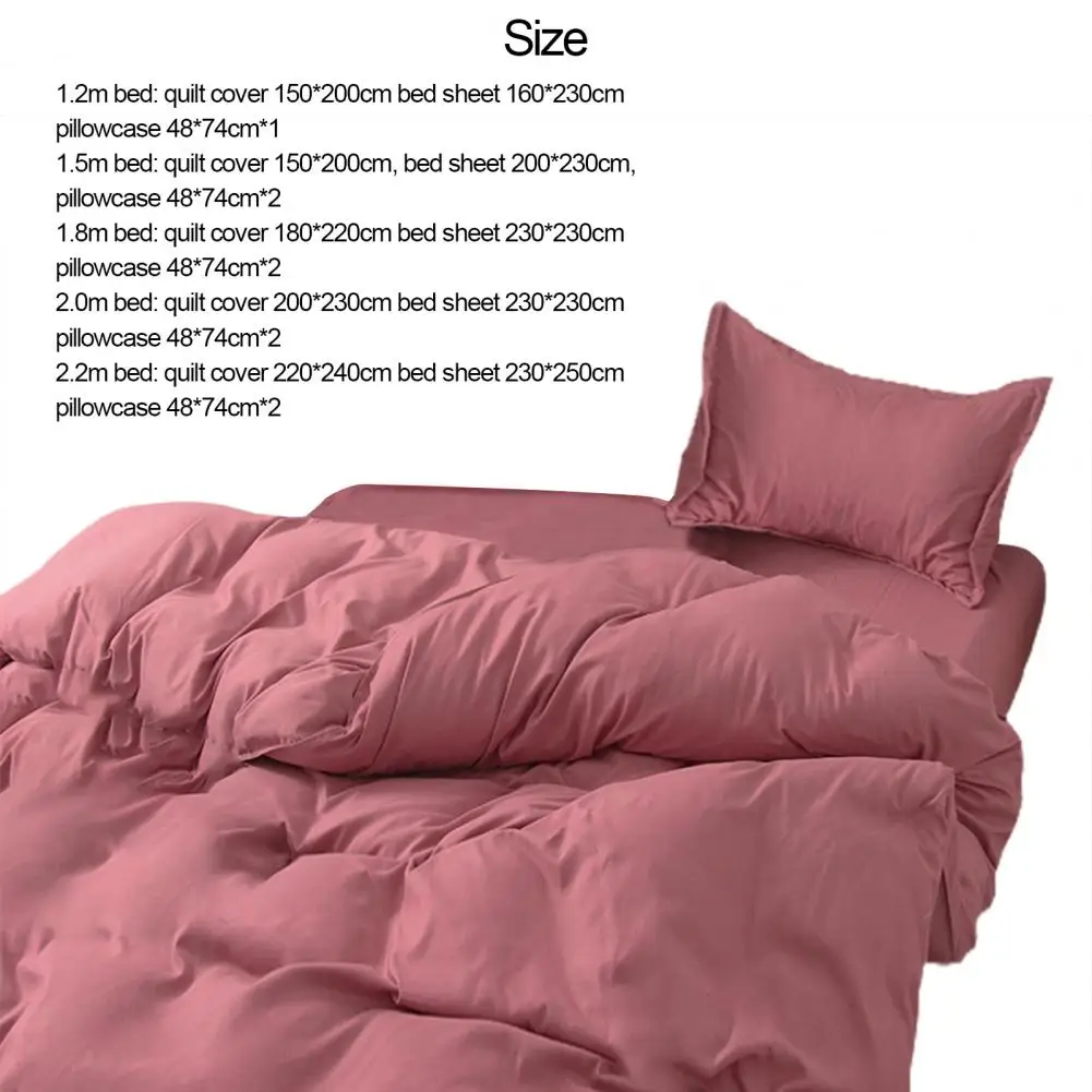 

winter summer 3/4Pcs Solid Color Bedclothes Quilt comforter duvet Cover Bed Sheet Pillow Case Bedding Set