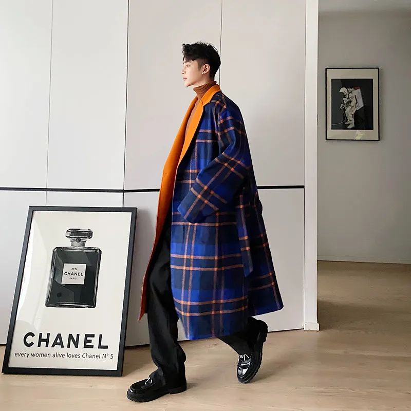 Мужской повседневный свободный шерстяной тренчкот в стиле ретро на осень и зиму