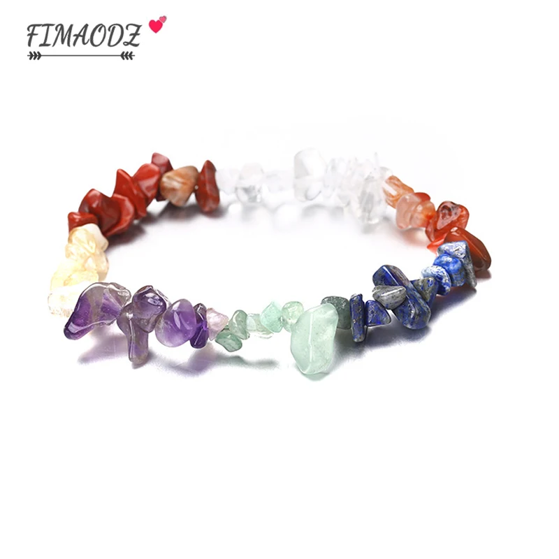 FIMAODZ 7 Чакра Природный камень браслет рейки сколы гравия бусины Исцеление йогой