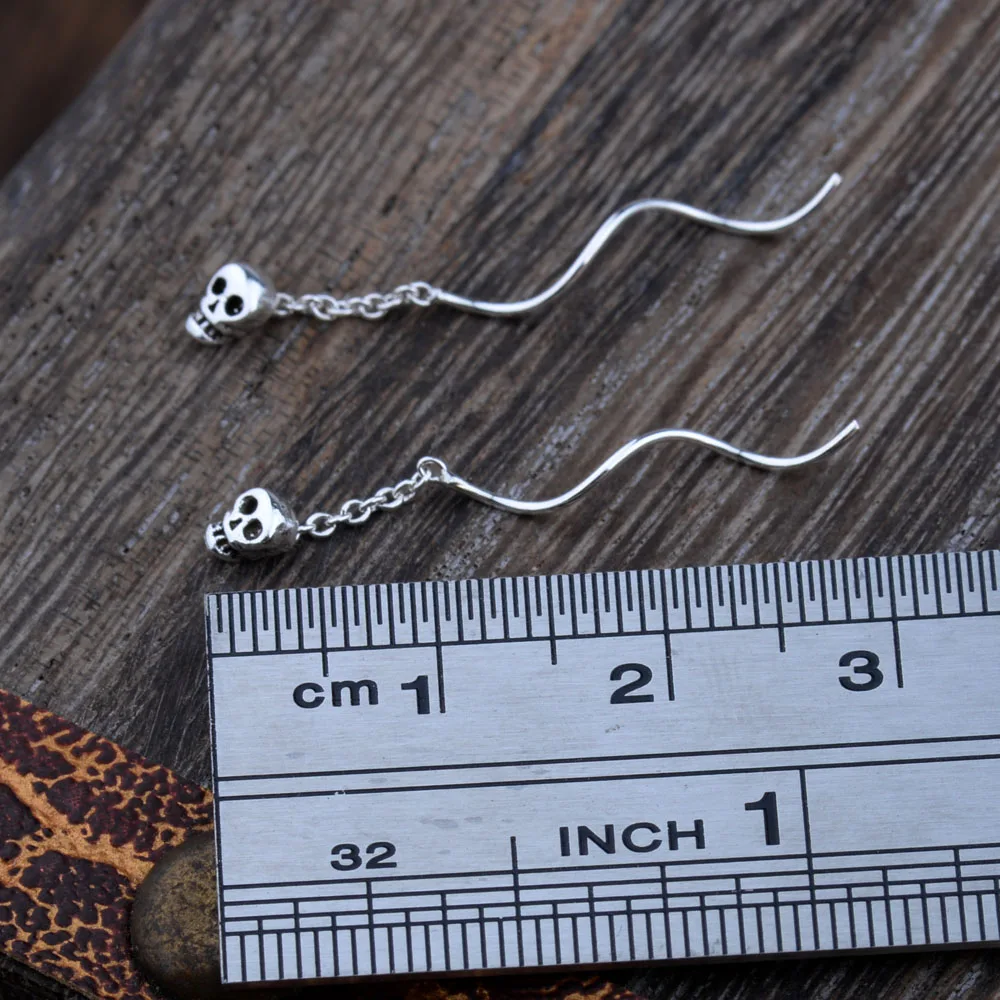 MYTHIC AGE Настоящее серебро 925 пробы винтажный маленький скелет череп ушные линии