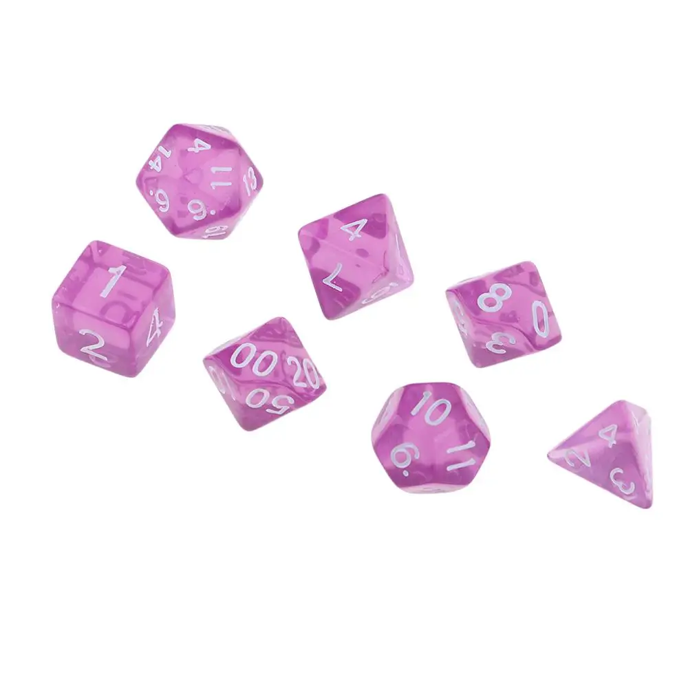 MagiDeal, 7 штук, многогранные кости для подземелий и драконов, D20, D12, D10, D8, D6, D4, настольные игры+ вечерние кубики - Цвет: 7pcs Purple