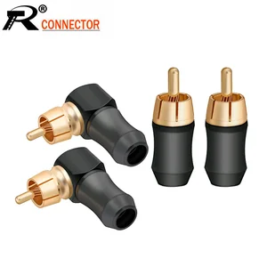 10pcslot rca male plug gold plated straight right angle rca connector audio speaker cable plug adapter wholesales free global shipping