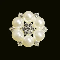 fashion jewelry vintage silvery brooch pins austria crystals imitation pearl flower brooch for women wedding accessories gifts