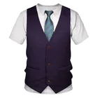 Забавная летняя футболка-Имитация 3D мужская футболка модная галстук-бабочка для смокинга с круглым вырезом мужская одежда с коротким рукавом размера плюс футболка 6XL