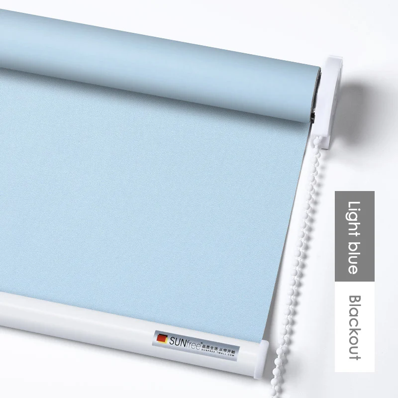 Blackout-Light blue Sunfree полиэстер ручные рулонные шторы светильник трансмиссия и затемнение шторы Индивидуальный размер рулонные шторы система бурения - Цвет: Blackout-Light blue