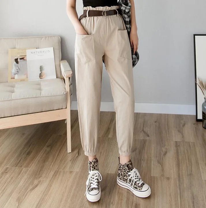 Брюки-карандаш женские однотонные с высокой талией на весну и лето 2020 | Женская