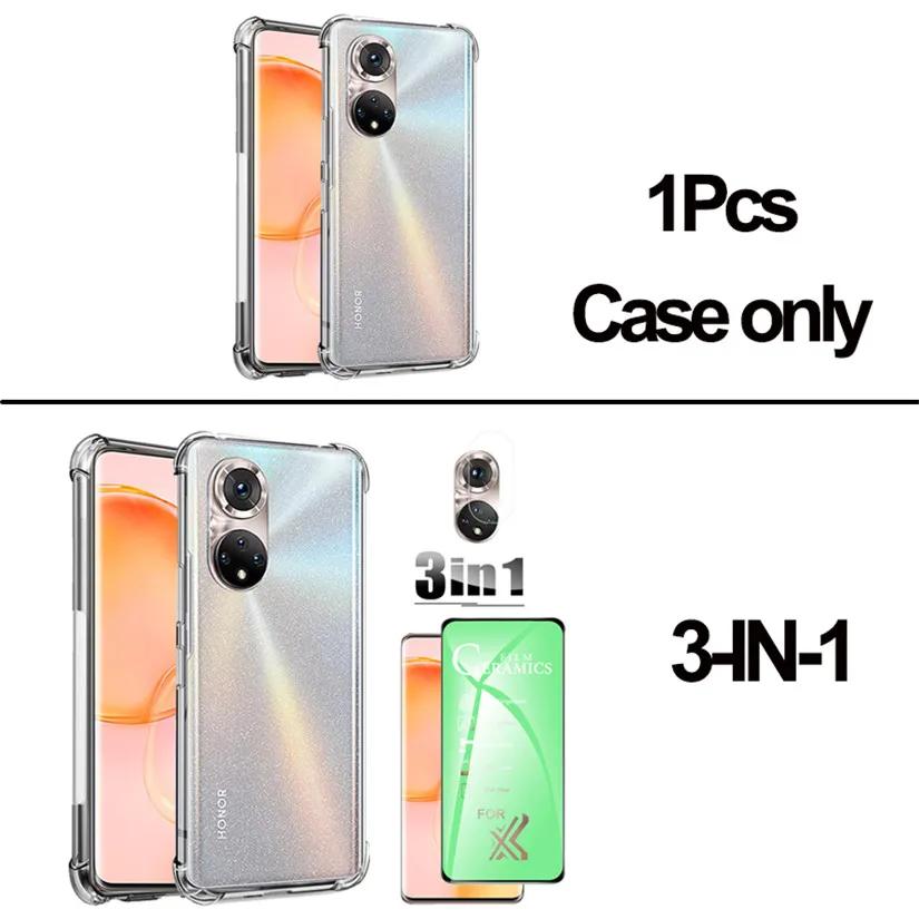 Airbag Case For Xonor 50 pro Cases+Soft Curved Ceramic Glass Honor 50 SE 50 Lite Clear Silicone Shockproof Cover Honor50 Pro