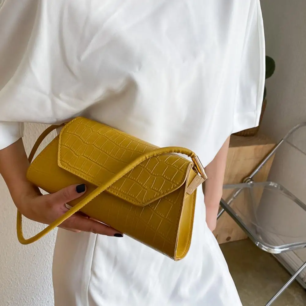 

Handbag Fake-crocodile Pattern Exquisite Female Flat Bottom Portable Underarm Bag for Holiday