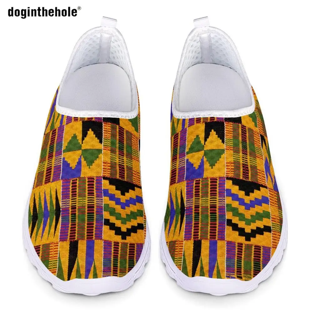 

Doginthehole Flats Women Slip On Vulcanized Shoes Polynesian Traditional Tribal Style Men Mesh Soft Breathable Women's Shoes