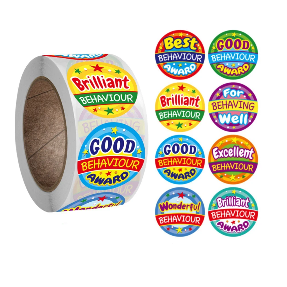 

8 types Reward Cartoon Roll Stickers For Kids 500pcs/roll Motivational Stickers Encouragement Roll Stickers For Teacher Parents