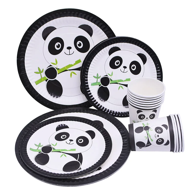 

65Pcs/set Cartoon Panda Disposable Tableware Set Plate Cup Napkins Paper Straw Baby Shower Kids Birthday Party Decor Supplies