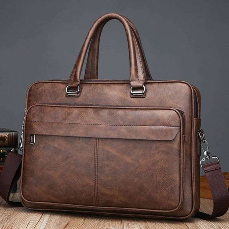 

Men Briefcase Bag High Quality Business Famous Brand Leather Shoulder Messenger Bags Office Handbag Laptop