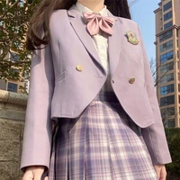 spring and autumn jk suit women s orthodox japanese basic short college style black purple suit jacket long sleeve
