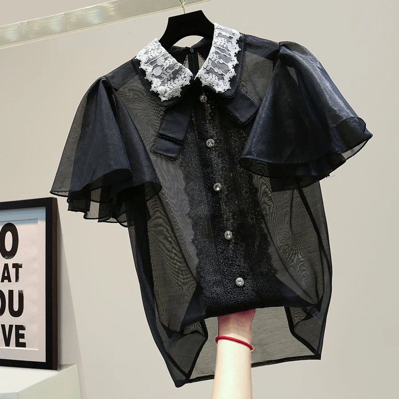 Женская летняя рубашка сексуальная перспективная шифоновая блузка 2020