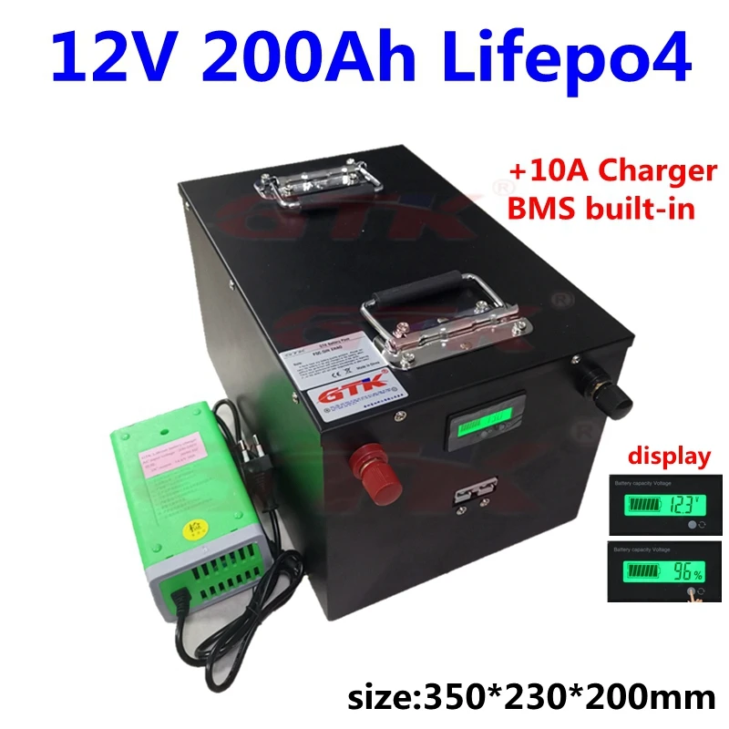 GTK 12V 200Ah Lifepo4 литиевая батарея с bms для электрической лодки RV солнечной энергии