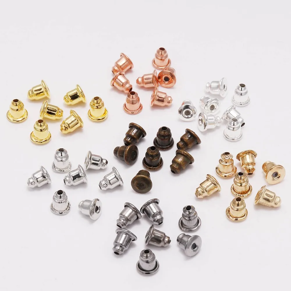 

200Pcs/Lot 5*6mm Gold Color Metal Caps Earring Studs Stopper Bullet Earring Back Plugging Blocked for Diy Jewelry Making