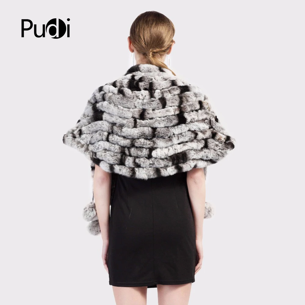 Шаль из натурального меха кролика рекс Pudi SF719 свадебное пончо накидка палантин 2017