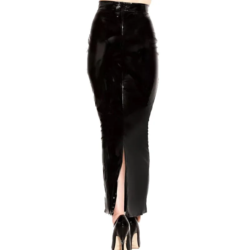 7 Color Sexy Women Bodycon PVC Slim Skirt Gothic Punk Ankle Length Novelty Nightclub Party Costume Pencil Split Long | Женская одежда
