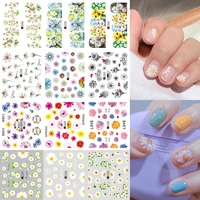 12designs summer leaf daisy flower stickers for nails plum blossom water tattoo foil nail art decal gel polish slider accesoires