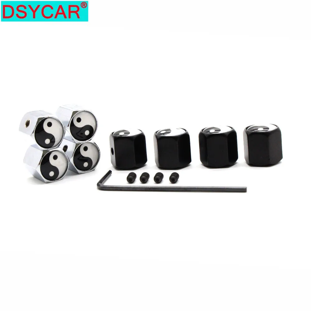 DSYCAR 1 комплект, автомобильный Стайлинг, цинковый сплав, противоугонная, Tai Chi, стиль, автомобильные шины, крышка клапана, s колеса, шины, шток, воздушный колпачок, воздухонепроницаемые крышки