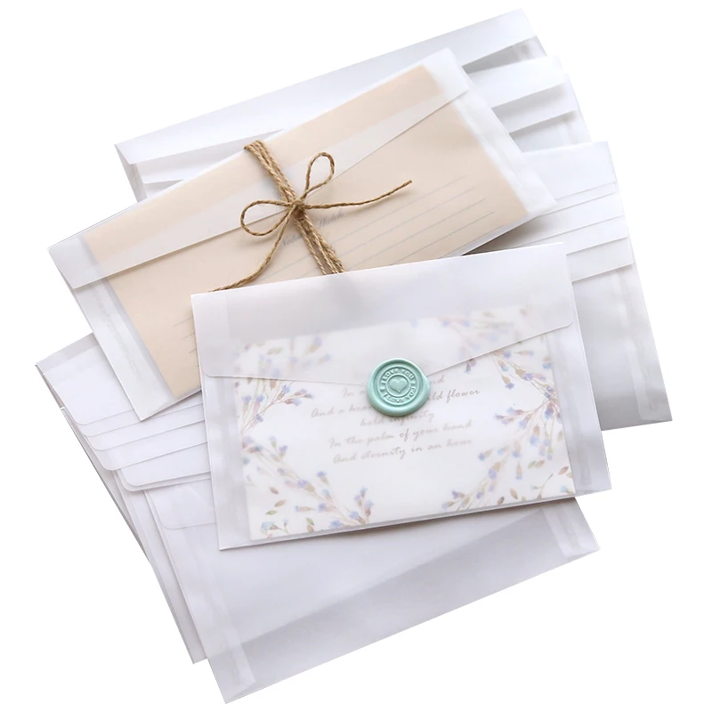 50 шт. пустые полупрозрачные бумажные конверты винтажные для приглашений на