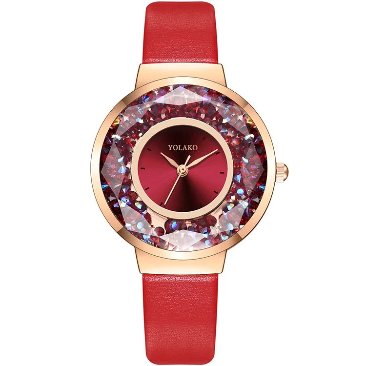 

100pcs / lot hot selling belt watch fashion quicksand diamond mirror quartz watch