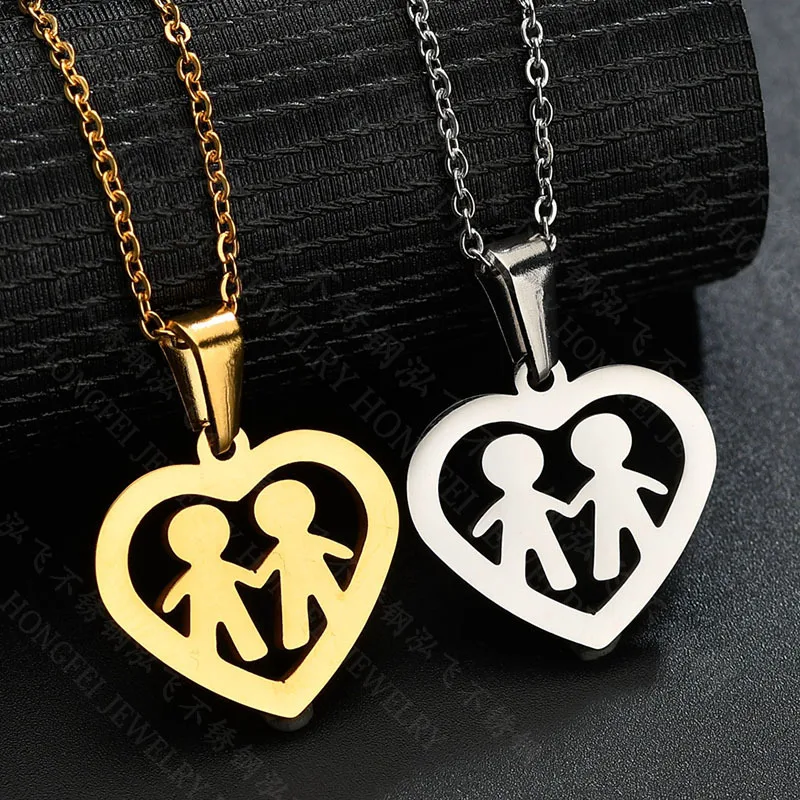 Ожерелье из нержавеющей стали с кулоном Love Heart для детей ожерелье мамы дочери