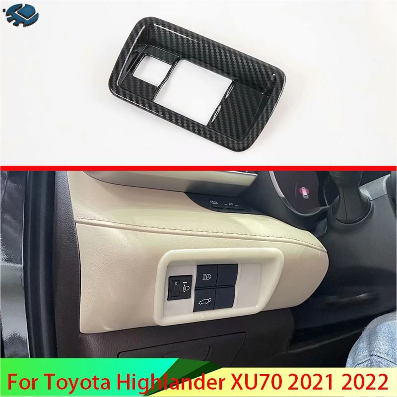 

For Toyota Highlander XU70 2021 2022 Carbon Fiber Style Head Light Switch Button Control Panel Cover Trim Bezel
