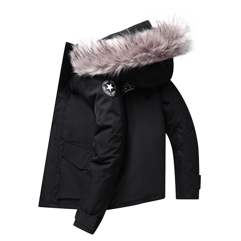 

-30 Degree Winter Warm Down Jacket Fashion Men's White Duck Down Parkas Coats Women's Big Fur Collar Thick Outwear Snow Overcoat