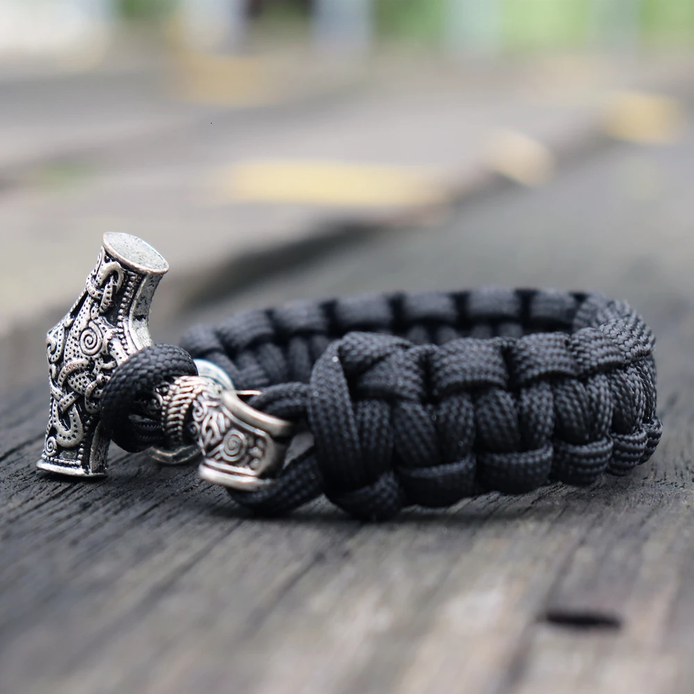 Мужские Viking Mjolnir кожаный браслет Тор молоток браслет норвежская мифология руны амулет ювелирные изделия