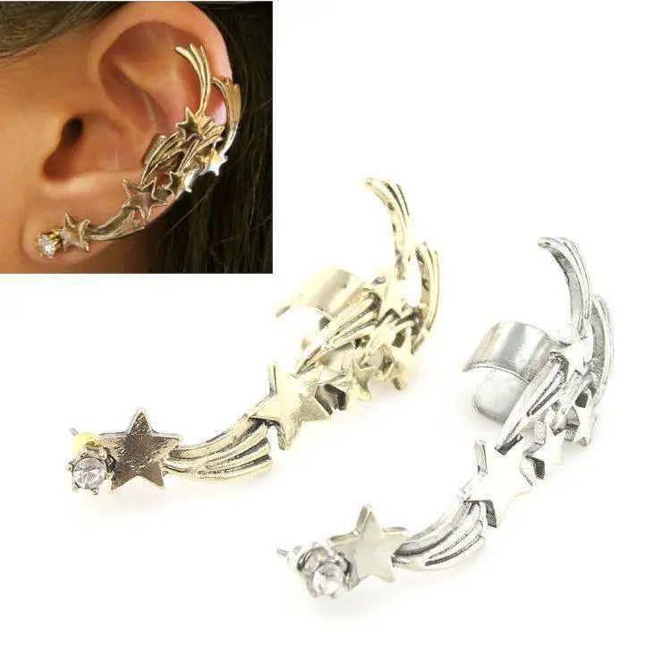 

Fashion Punk Pentagram Star Ear Cuff Earings for Women Nightclub Personality Exaggerated Vintage Clip on Earrings 1PC