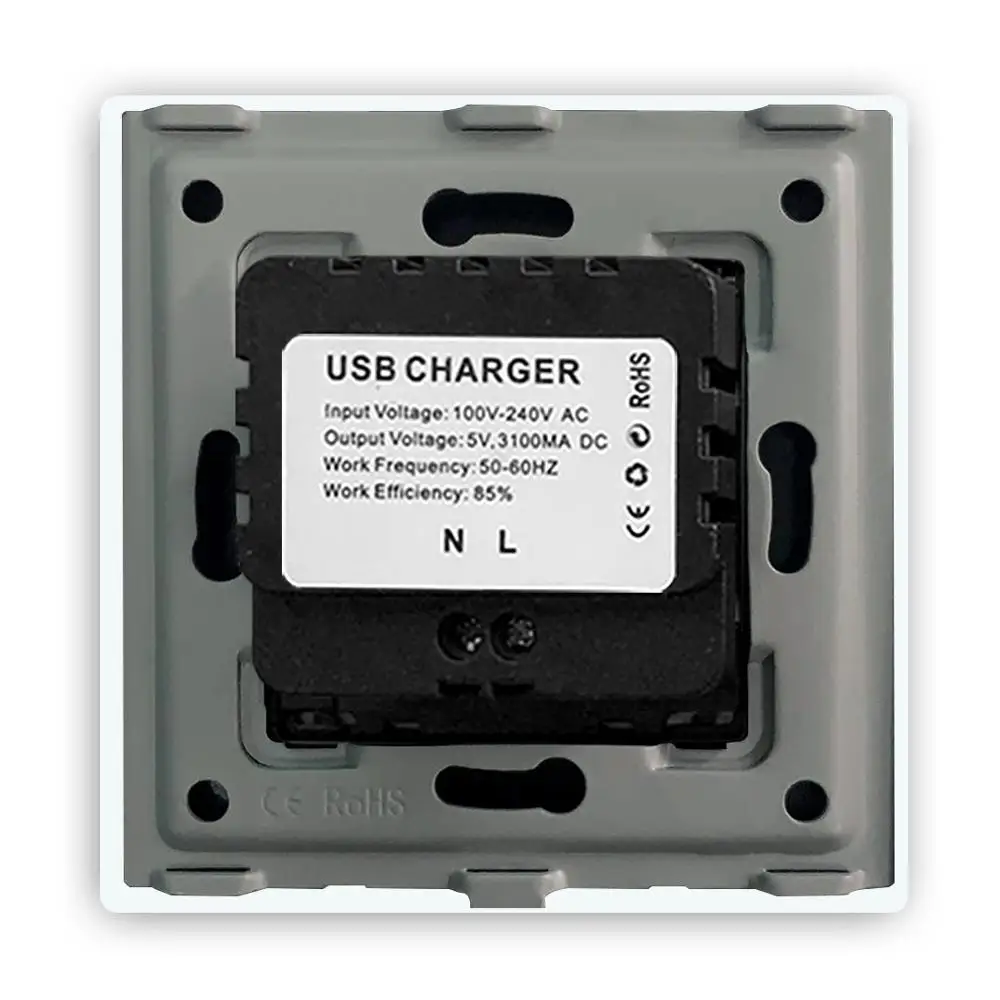 Настенная декоративная розетка BSEED с двумя USB-портами двойная черная золотая