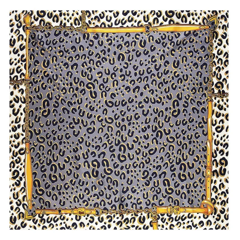 

Manual Hand Rolled Twill Silk Scarf Women Forest Leopard Square Scarves Echarpes Foulards Femme Wrap Bandana Hijab 130CM