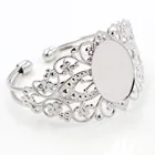 Высокое качество, 18x25 мм, Родиевые цвета, браслет с покрытием, базовый браслет, пустые результаты, лоток, Безель, настройка кабошона, камея (K7-39)