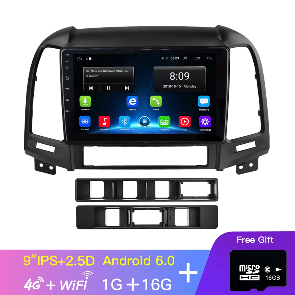 1G 16G with 4G EKIY " ips 2.5D экран автомобиля радио мультимедиа 2 din для hyundai SANTA FE 2005-2012 Android 4G Navi навигация gps видео плеер - Цвет: 1G 16G with 4G