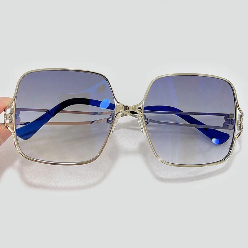 

New Fashion Square Sunglasses Women Men 2021 Fashion Brand Alloy Frame Light Color Sun Glasses UV400 With Box