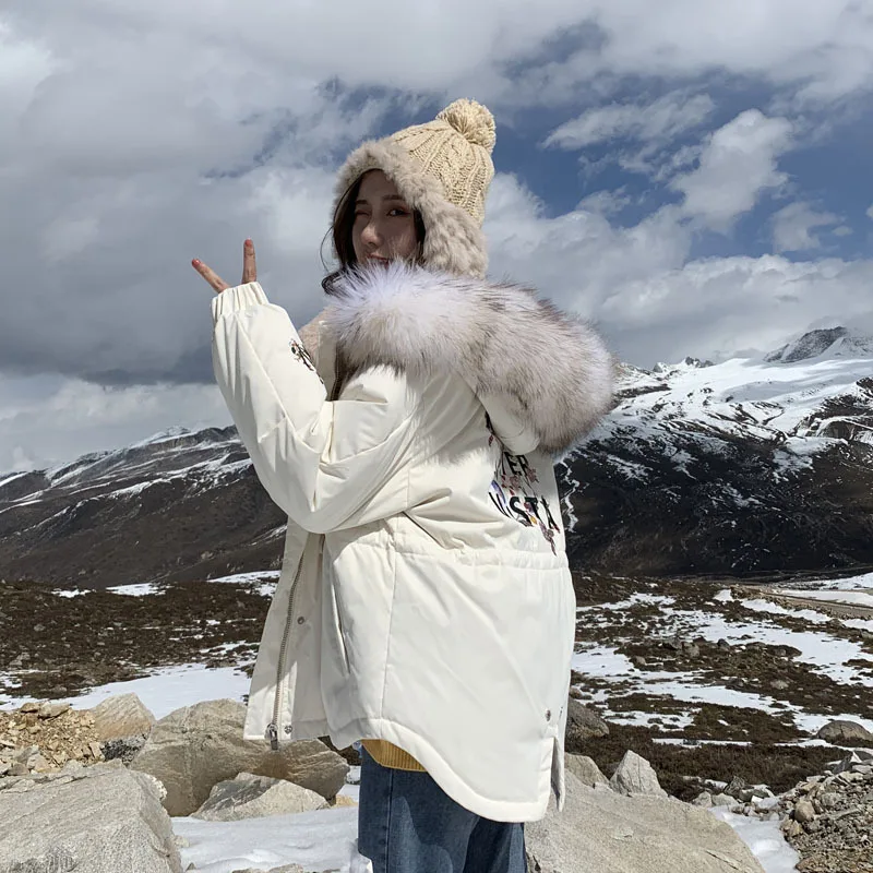 Зимняя куртка женская пуховик плюс размер короткая белая утка пух большой